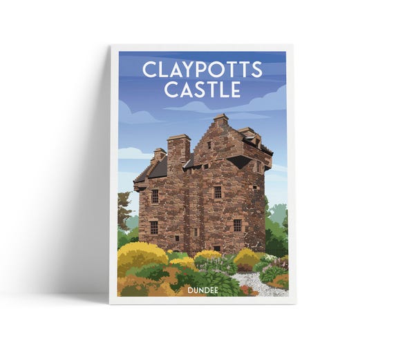 Claypotts Castle Travel Poster Dundee Wall Art Print A4 To A1 Matt Or Satin