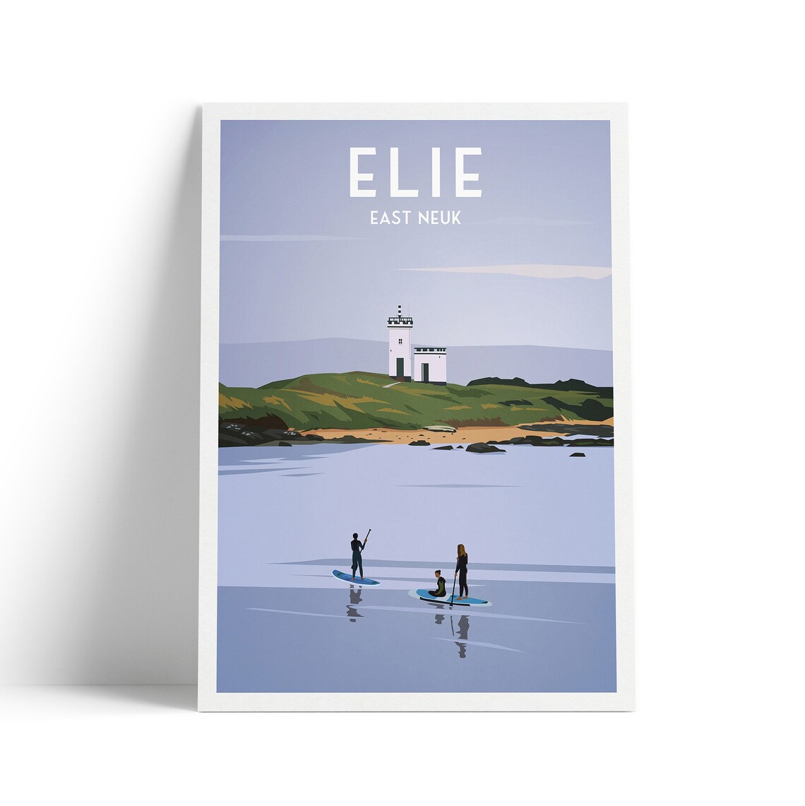Elie Lighthouse Paddle Boarders, Fife Coastal Path Travel Poster