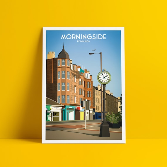 Morningside Edinburgh Clock Scottish Travel Poster