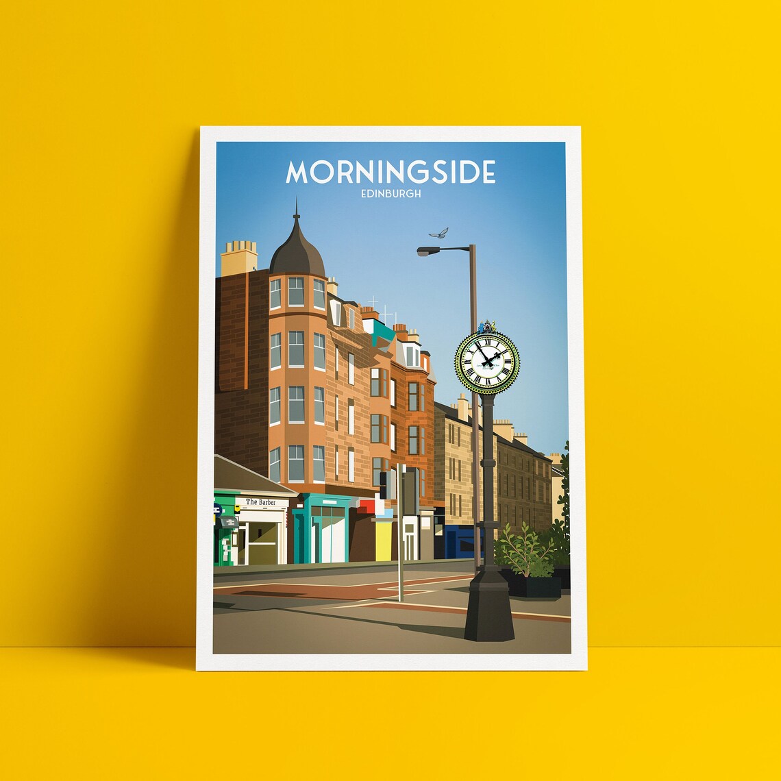 Morningside Edinburgh Clock Scottish Travel Poster