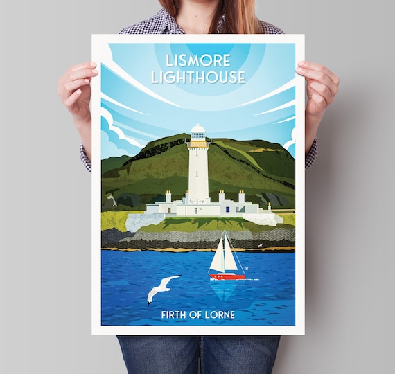Lismore Lighthouse Travel Poster, Scotland Coast