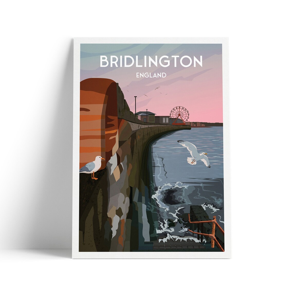 Bridlington East Yorkshire Travel Poster, Coastal Town