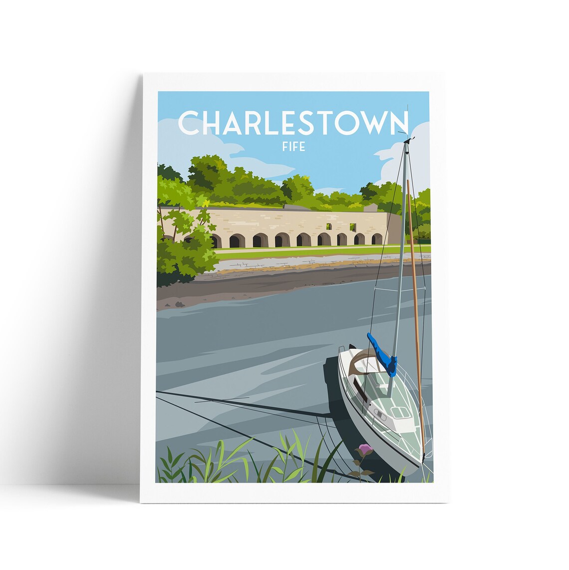 Charlestown Travel Poster, Fife Scotland Art Print