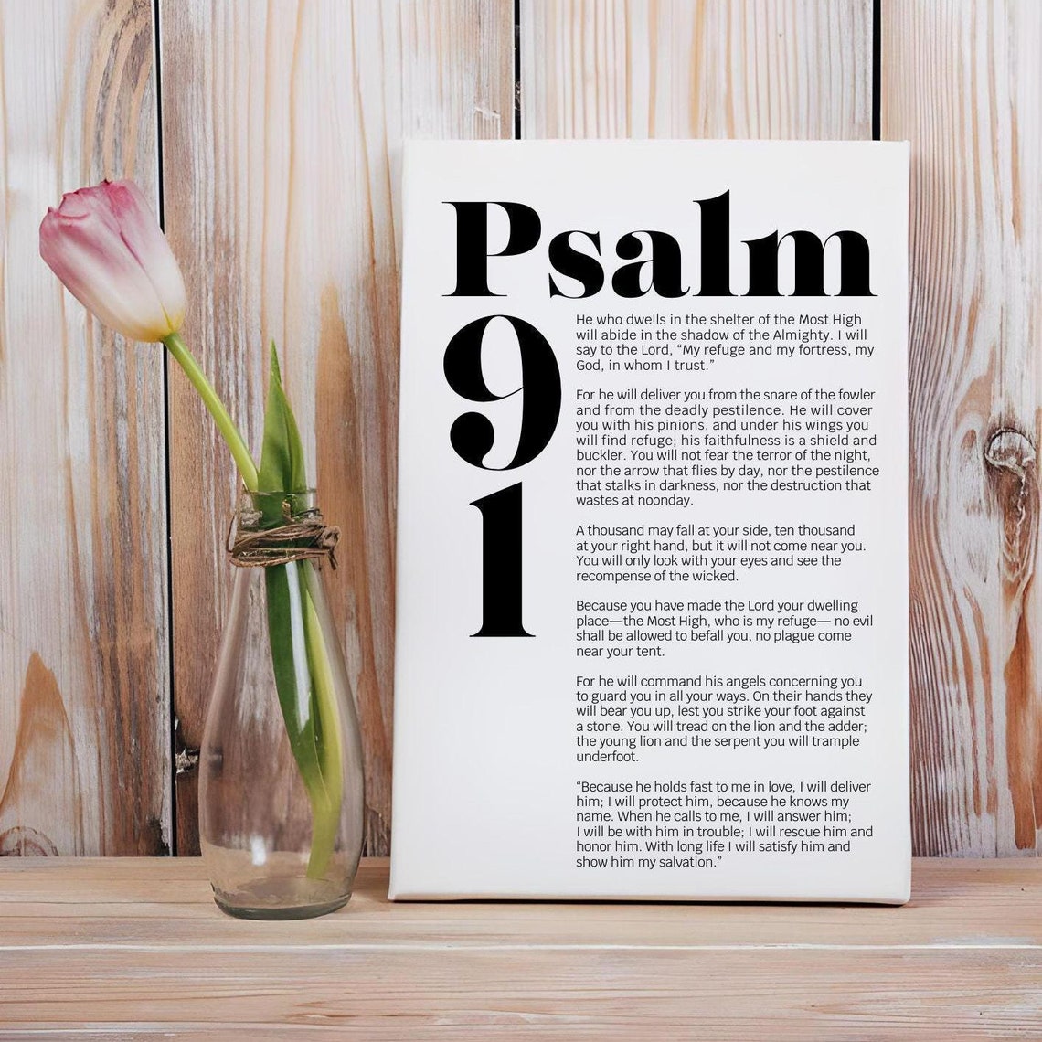 Psalm 91 Bible Verse Wall Art Christian Modern Scripture Poster Bold Typography Baptism Baby Shower Birthday Gift Idea