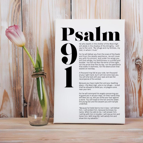 Psalm 91 Bible Verse Wall Art Christian Modern Scripture Poster Bold Typography Baptism Baby Shower Birthday Gift Idea