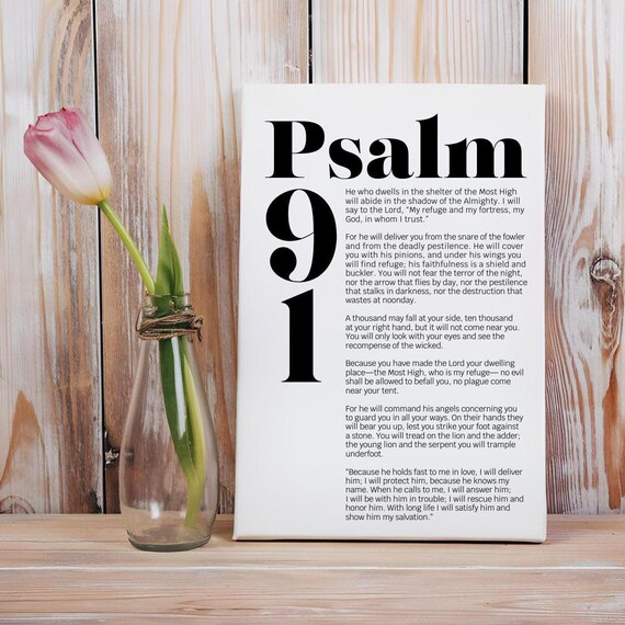 Psalm 91 Bold Typography Scripture Verse Poster Christian Wall Art Print
