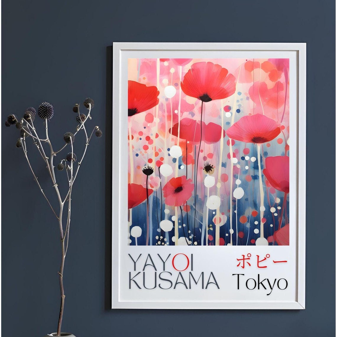 Yayoi Kusama Wall Art Print Surreal Garden Home Decor Abstract Watercolor Floral Illustration Kusama Poster Colorful Japanese Painting