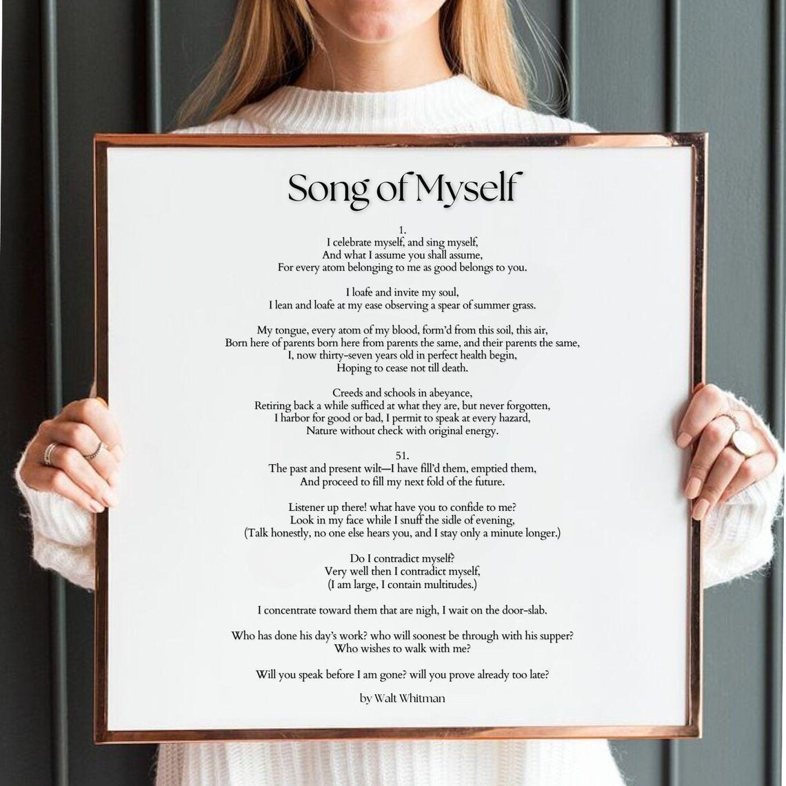 Walt Whitman Song Of Myself Poem Print Literary Poetry Wall Art Poster - Image 4