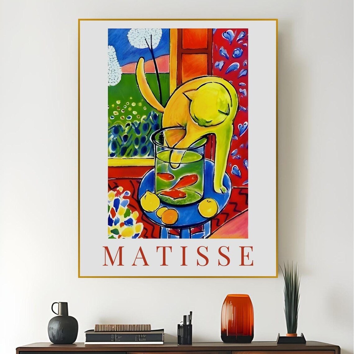 Matisse Cat With Red Fish Painting Colorful Fauvist Wall Art Poster Print - Image 4