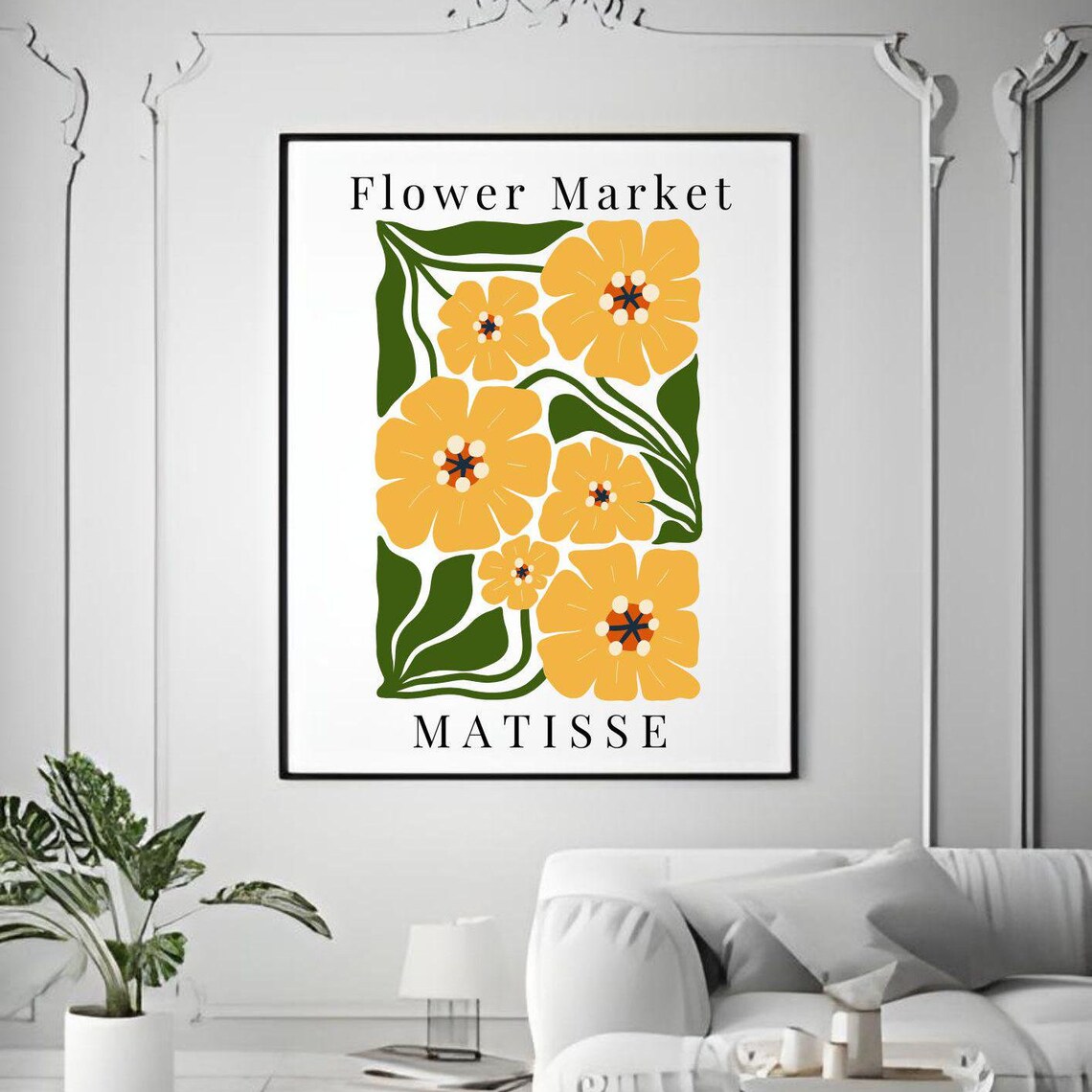 Matisse Flower Market Yellow Floral Botanical Illustration Wall Art Poster