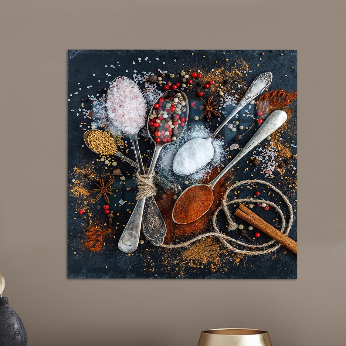 Spices Glass Art, Modern Kitchen Wall Decor