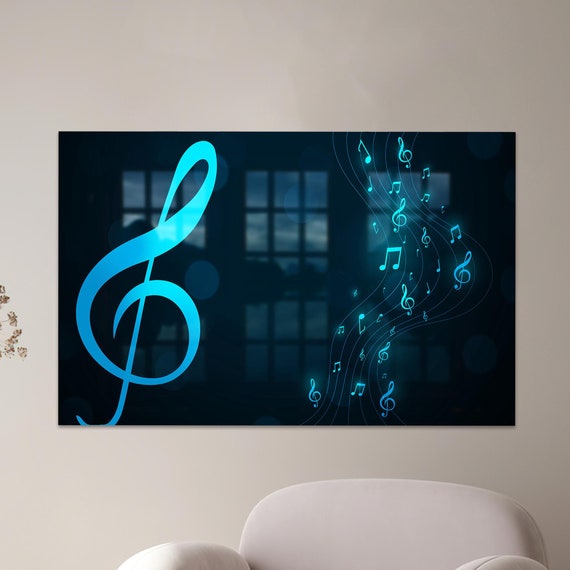 Music Wall Decor Treble Clef Glass Art Girl Room Blue Personalized Gifts