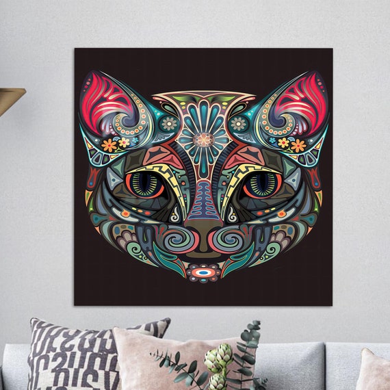 Cat With Green Eyes Wall Hanging Animal Lover Gift Glass Abstract Personalized For Mom