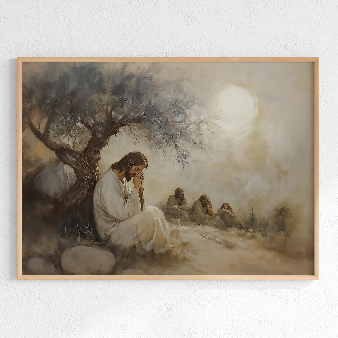 Jesus Praying In Gethsemane Watercolor Christian Faith Art Poster