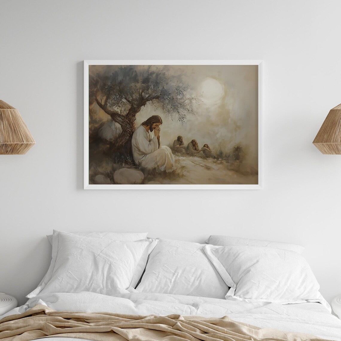 Jesus Praying In Gethsemane Watercolor Christian Faith Art Poster - Image 4