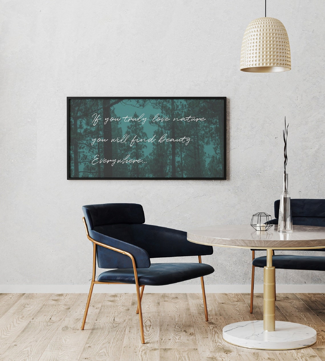 Find Beauty Everywhere Nature Quote Dark Pine Forest Horizontal Poster - Image 2