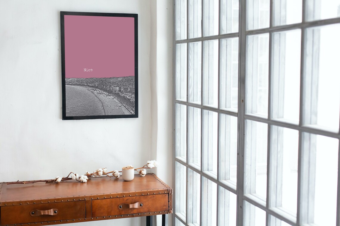 City Skyline Travel Poster Nice Print Nice City Poster France Print Cityscape France Wall Decor - Image 2