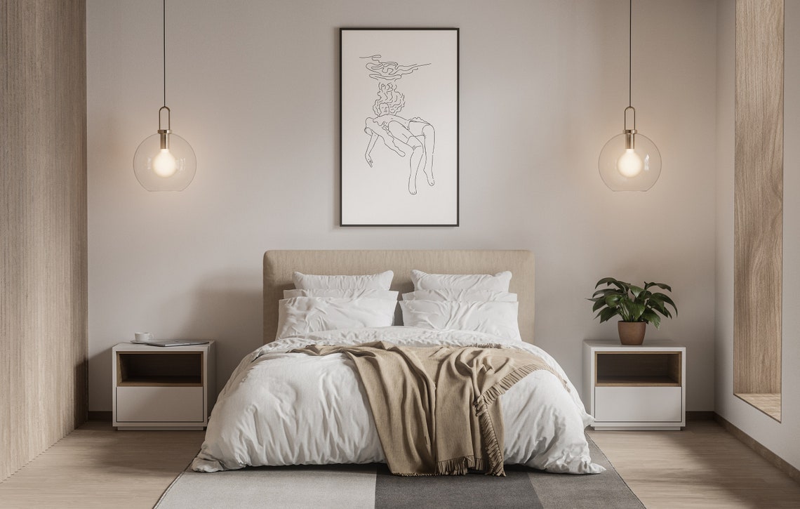 Woman Floating Underwater One Line Art Poster Minimalist Decor - Image 2