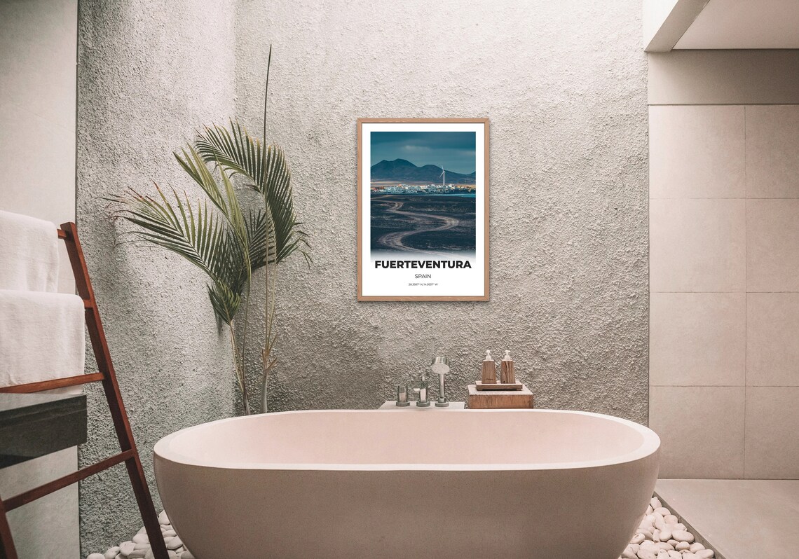 Fuerteventura Spain Dark Volcano Village Wind Turbine Photo Print - Image 3