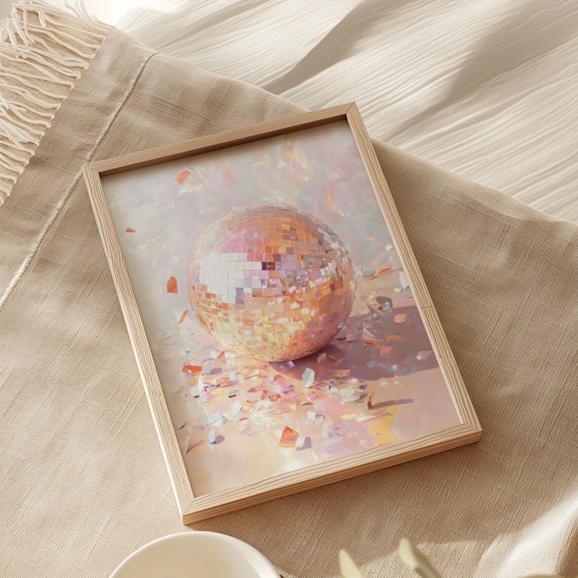 Rose Gold Disco Mirror Ball With Confetti Trendy Party Poster - Image 2