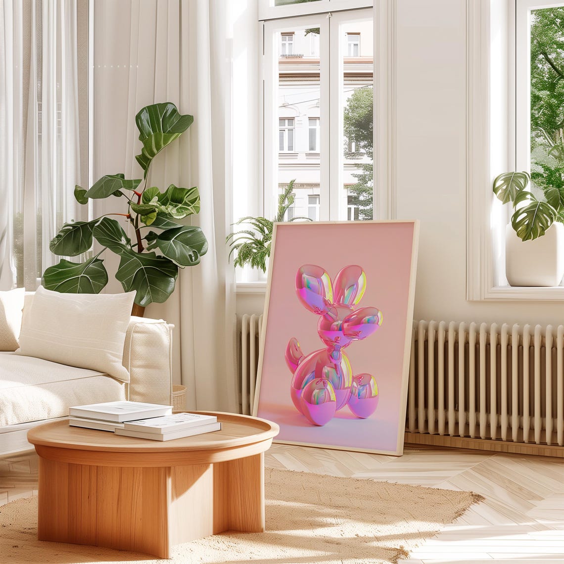 Iridescent Pink Balloon Dog Sculpture Preppy Dopamine Decor Art Poster - Image 3