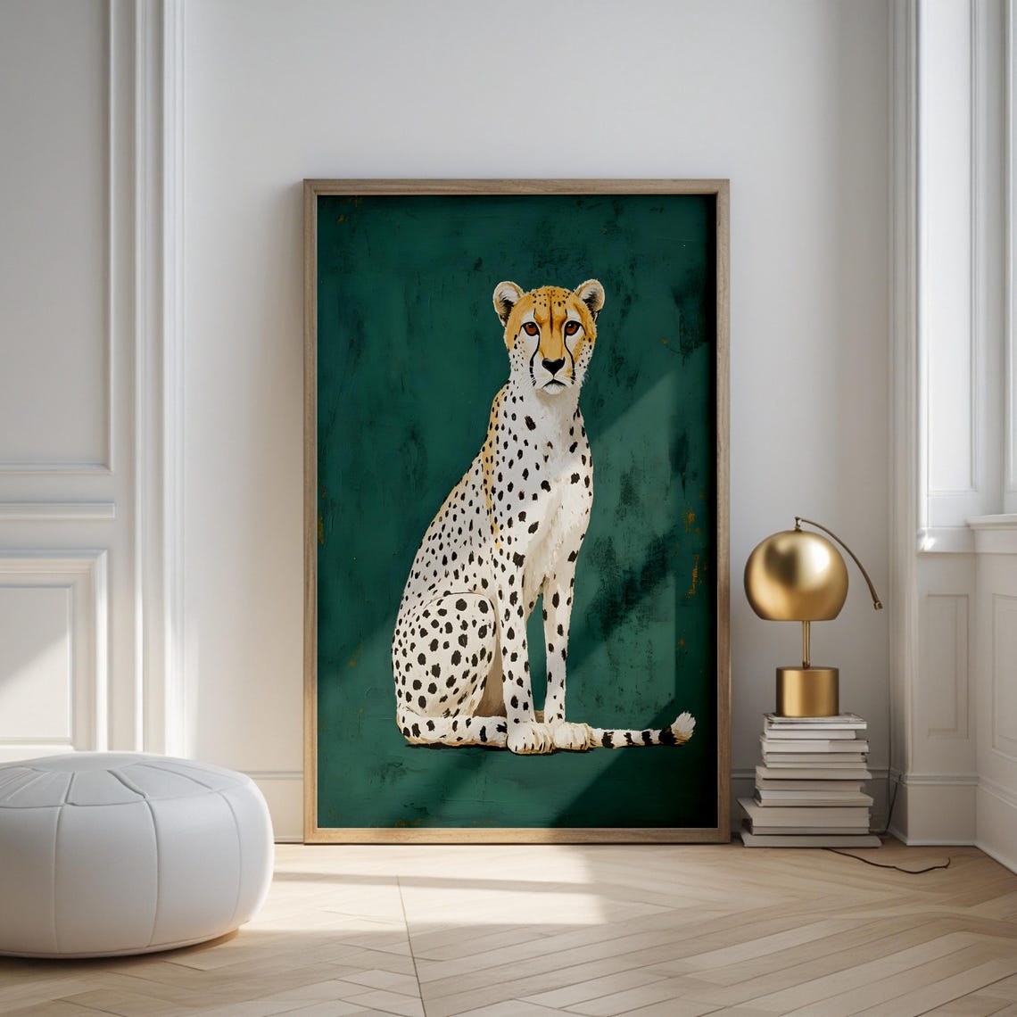 Emerald Green Cheetah Portrait Maximalist Glam Wildlife Poster - Image 3