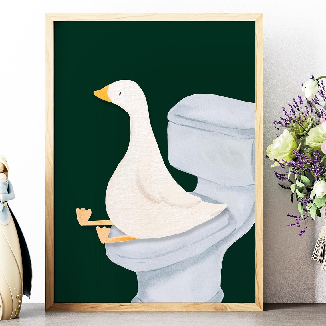 Goose Bathroom Print, Trendy Nursery Decor Art Print