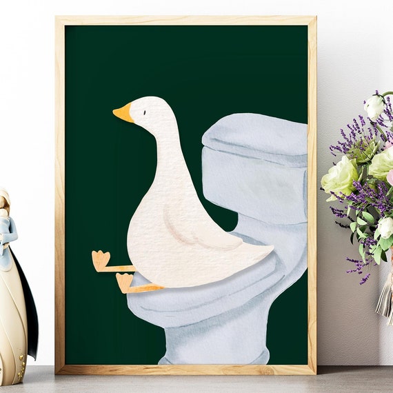 Goose Bathroom Print, Trendy Nursery Decor Art Print