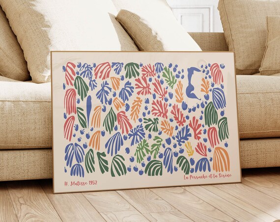 Henri Matisse La Perruche et la Sirene 1952 Wide Leaf Pattern Cutouts Poster