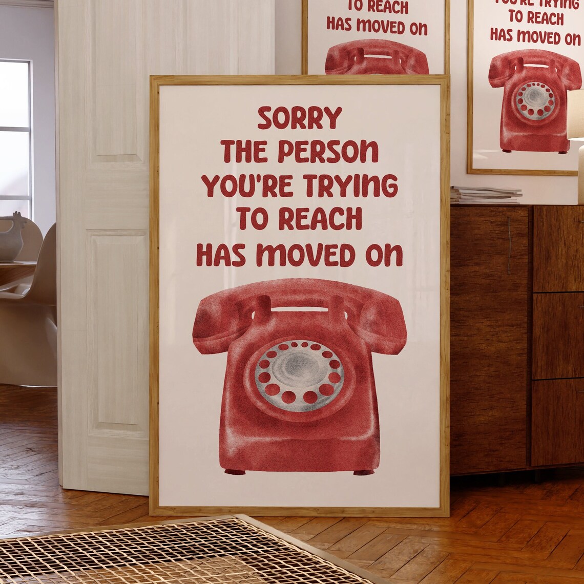 Sorry The Person You're Trying To Reach Retro Red Phone Quote Poster