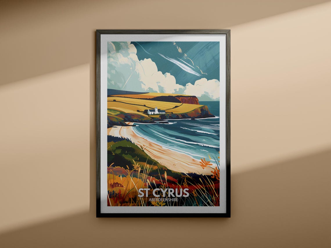 St Cyrus Aberdeenshire Golden Cliffs Sandy Beach Coastline Poster - Image 4