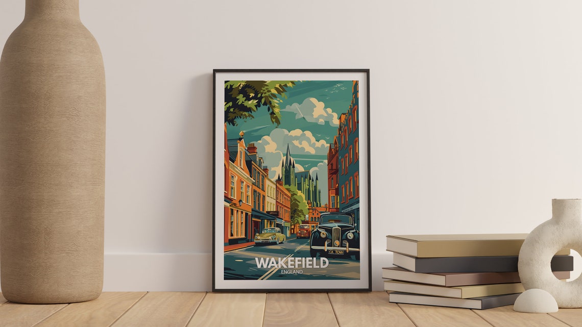 Wakefield Art Print Wakefield City Poster Uk Wall Art England Wall Decor British Travel Poster United Kingdom Print England City Art - Image 3