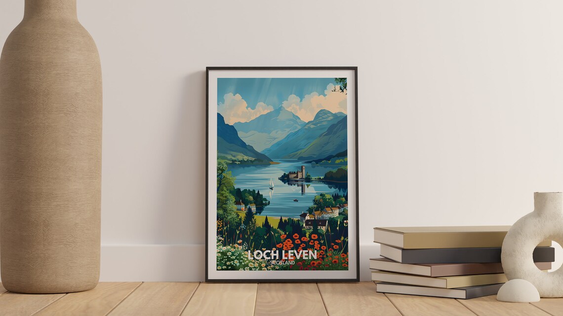 Loch Leven Scotland Castle Island Lake Mountains Vintage Travel Poster - Image 3