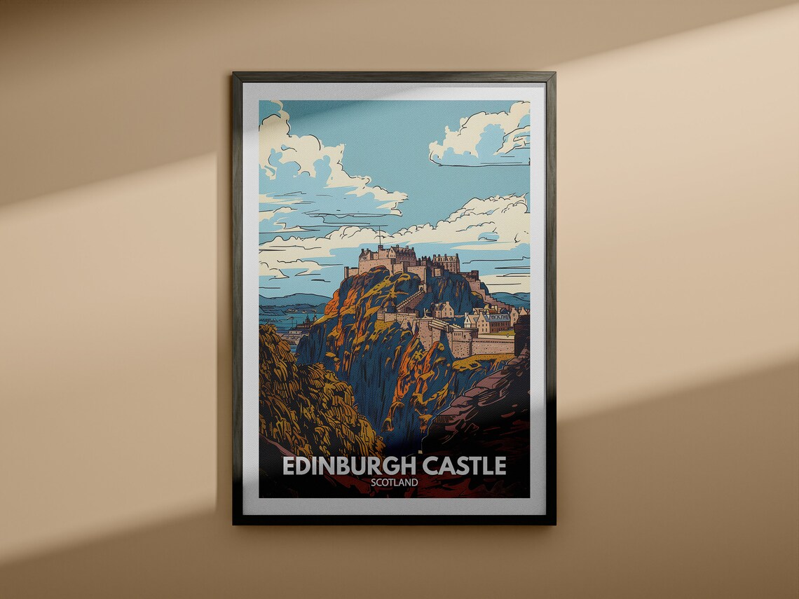 Edinburgh Castle Scotland Hilltop Fortress Rocky Crag Vintage Poster - Image 4