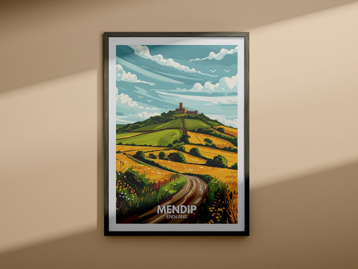 Mendip England Rolling Hills Castle Ruin Country Lane Poster - Image 4