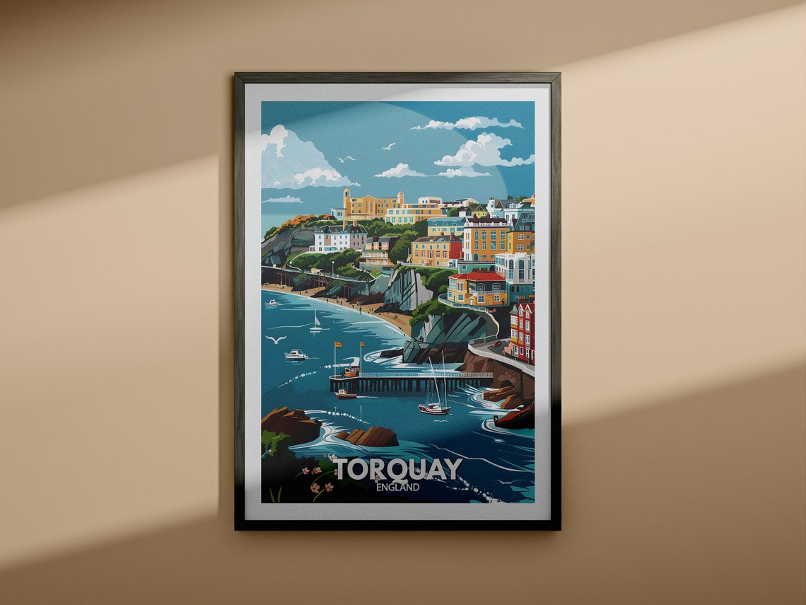 Torquay Devon English Riviera Seaside Town Cliffs Pier Poster - Image 4
