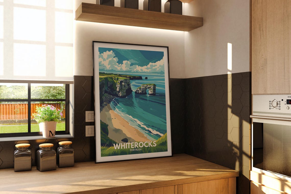 Whiterocks Portrush Dramatic Limestone Cliffs Sea Arch Poster - Image 3