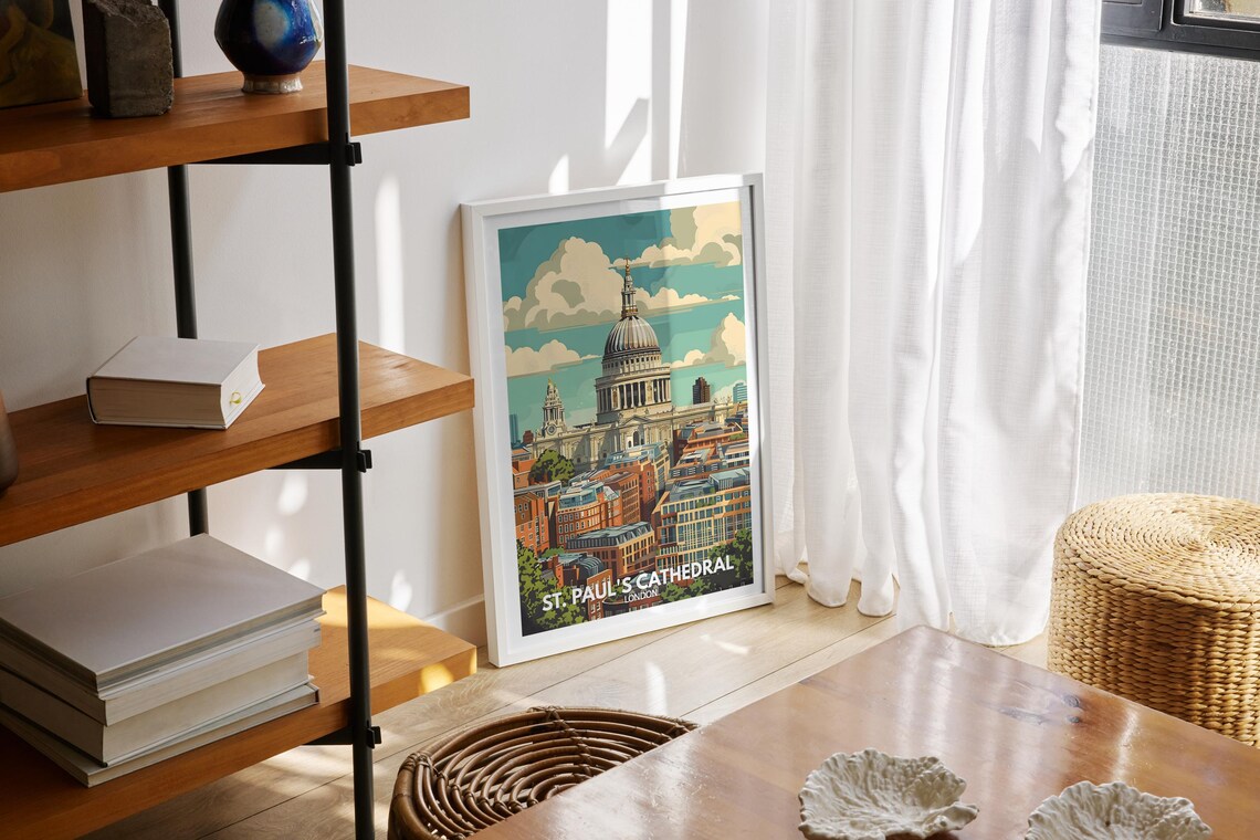 St Pauls Cathedral Print St Pauls Cathedral Poster Uk Wall Art London Wall Art Decor London Travel Poster England Travel Poster - Image 2