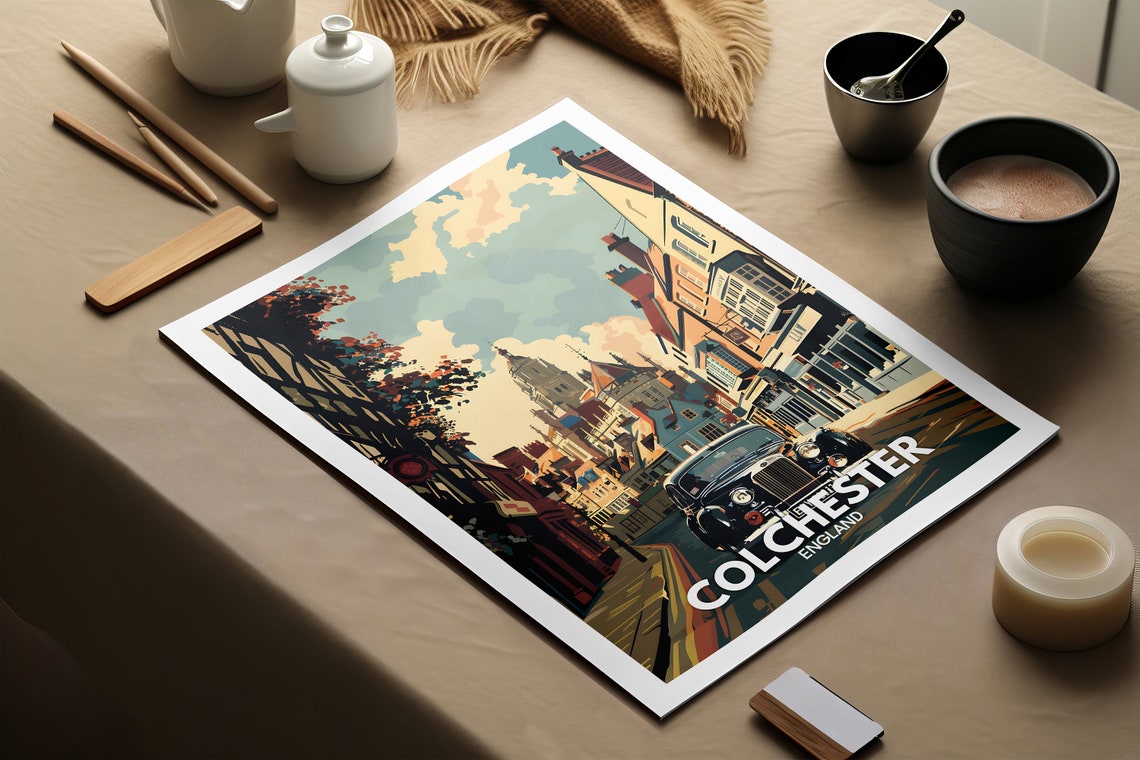 Colchester Print Colchester Poster Uk Wall Art England Wall Art Decor British Travel Poster United Kingdom Print England City Art - Image 2