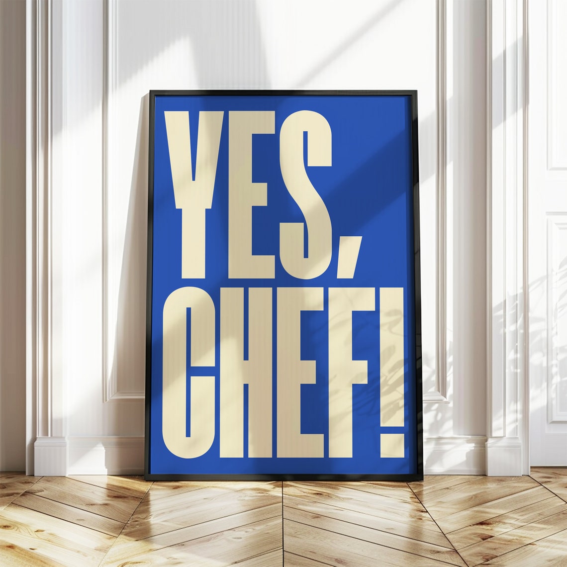 Yes Chef Poster Bold Blue Typography Kitchen Wall Decor Artwork - Image 4