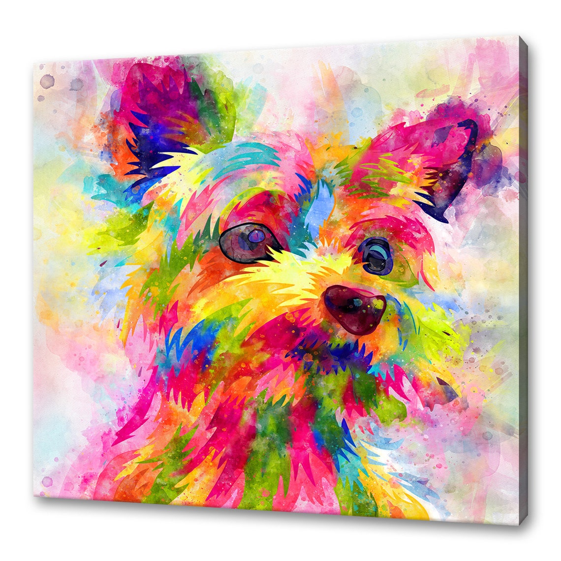 Colourful Yorkshire Terrier Puppy Watercolour Pop Art Poster