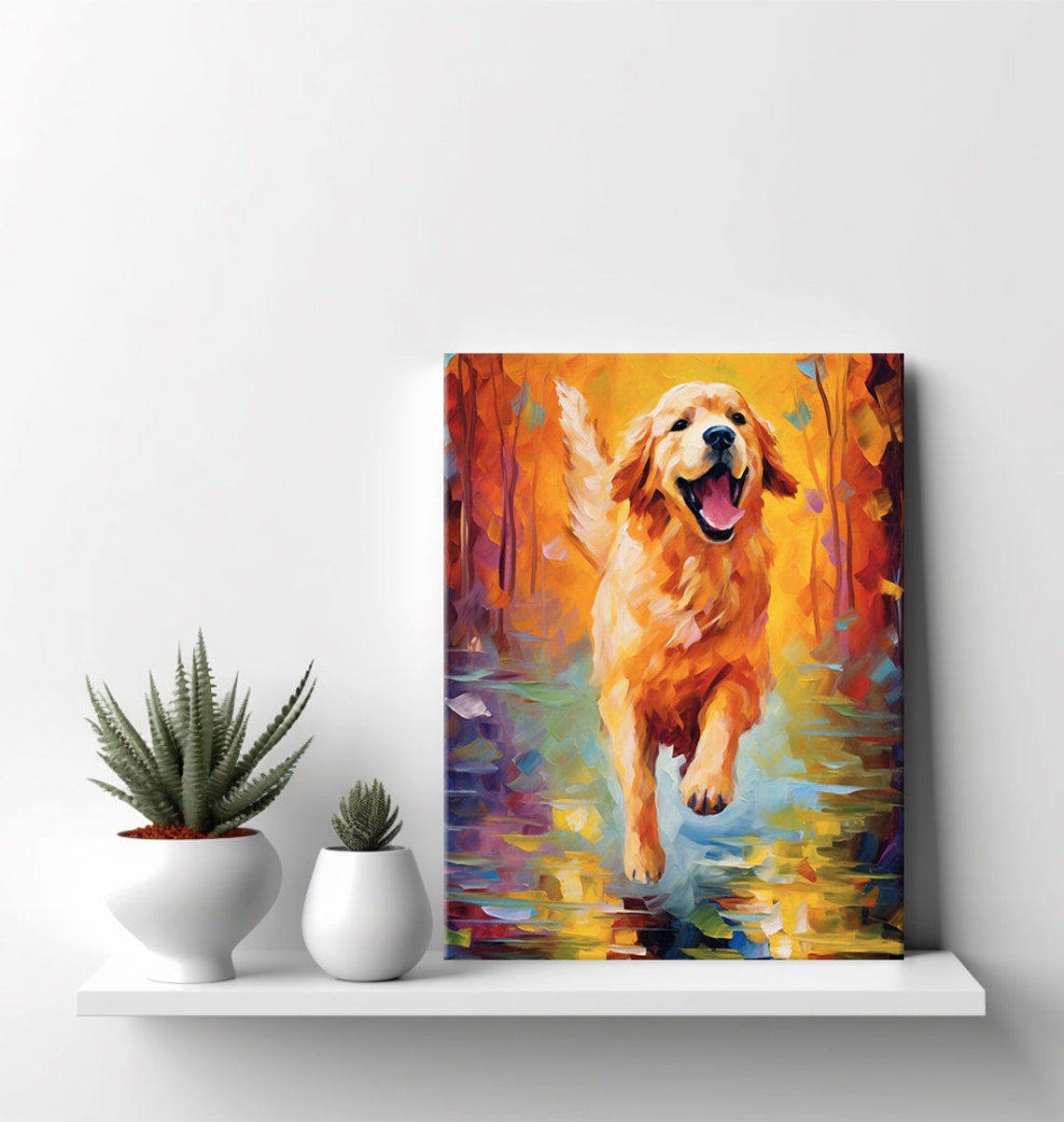 Golden Retriever Dog Animal Print Colourful Dog Portrait Painting Print Gift For Golden Retriever Dog Lover Dog Wall Decor Art