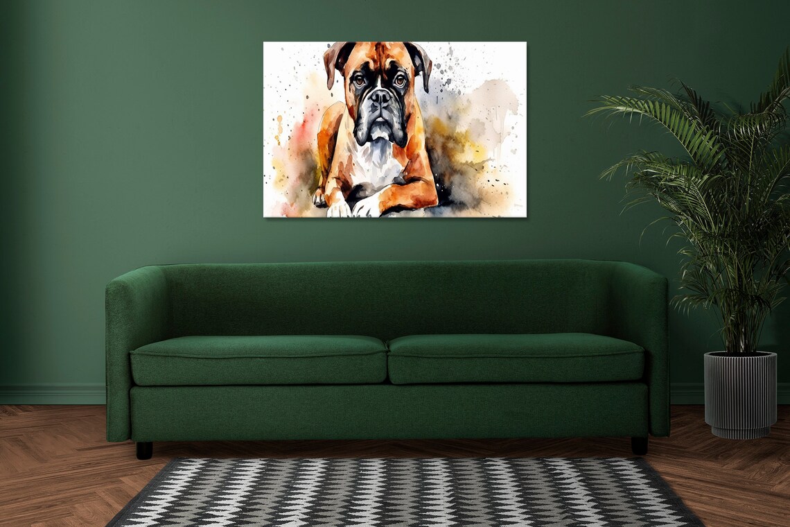 Boxer Dog Watercolour Painting Style Art Print - Image 2