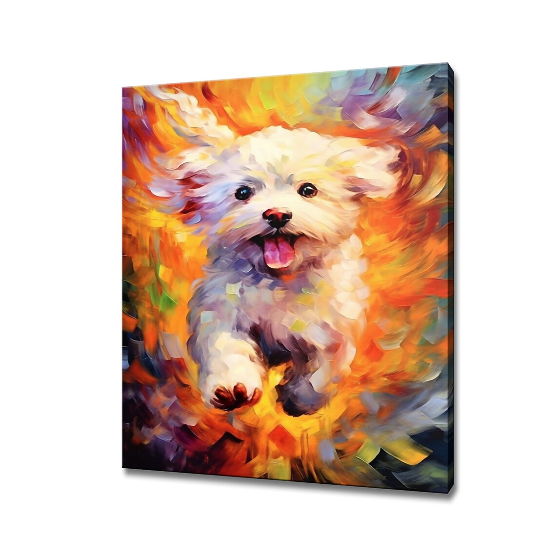 Bichon Frise Dog Portrait, Colourful Animal Art Print