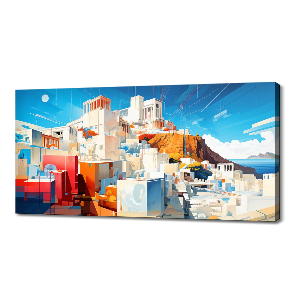 Athens Greece Acropolis Hilltop Abstract Cityscape Travel Art Poster