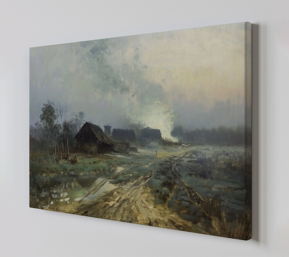Forest Huts Print Large Moody Wall Art Home Decor For Home Or Office Handmade To Order Gift For Art Lovers