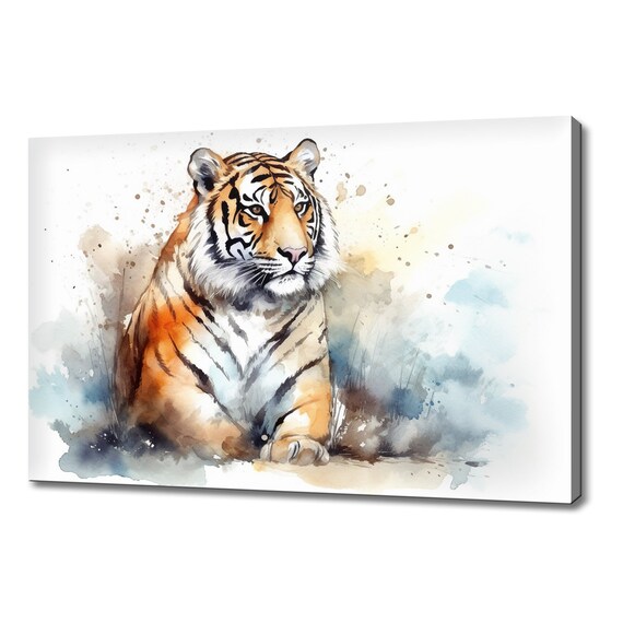 Tiger Watercolor Painting Majestic Wildlife Animal Art Poster