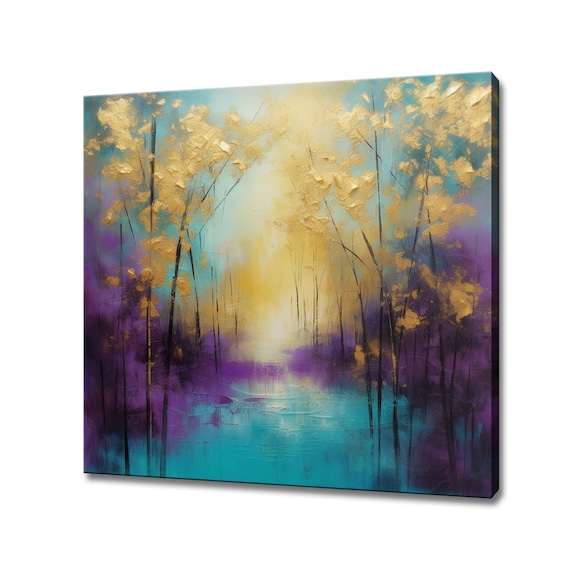 Abstract Golden Trees Colorful Landscape Art Print