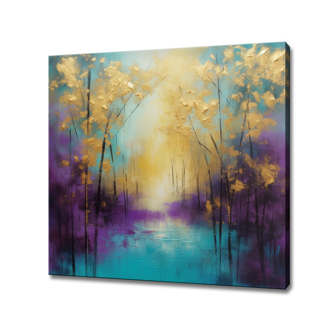 Abstract Golden Trees Colorful Landscape Art Print