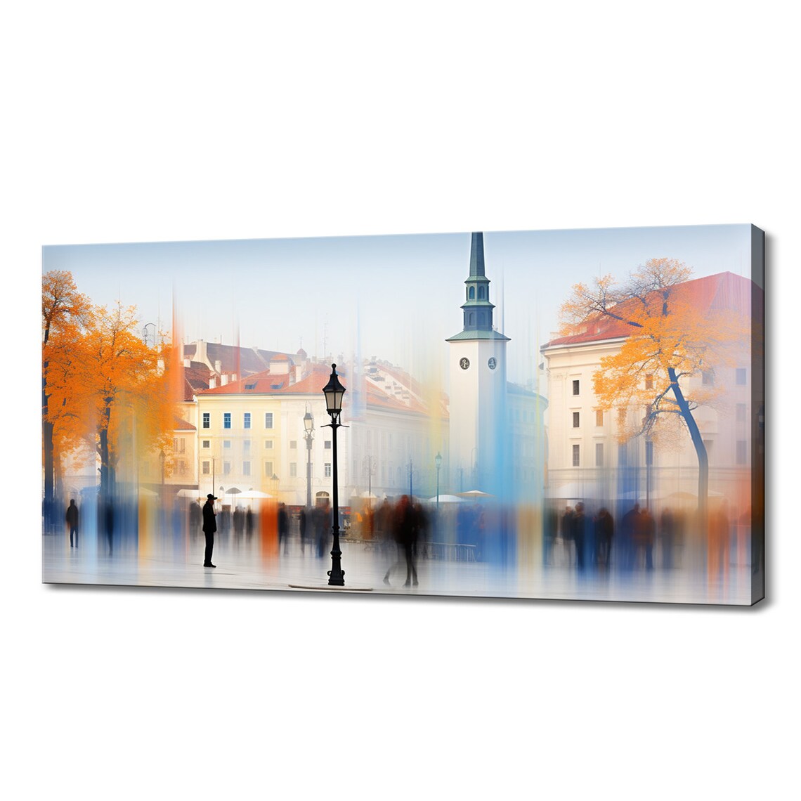 Motion Blur European Old Town Square Autumn Cityscape Travel Poster